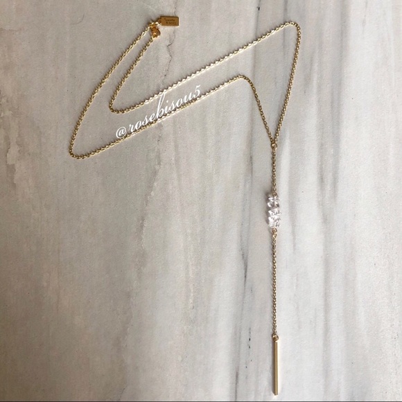 {✨E+L🌙} Herkimer Diamond
14K Gold Lariat Necklace - Picture 7 of 7